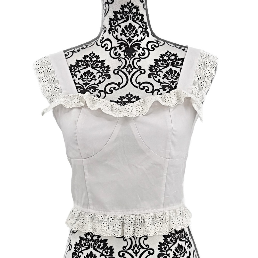 Eyelet Ruffle White Tank Top - Picture 2 of 12